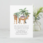 水彩のラクダとパームツリー 砂漠のブライズシャワー 招待状 (スタンド正面)