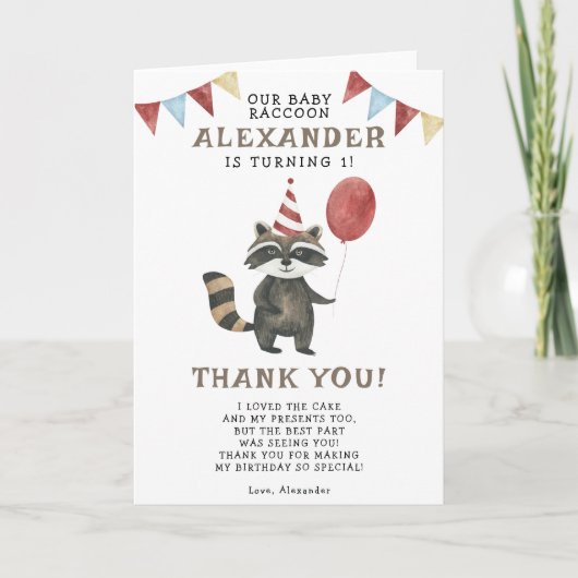 水彩のラッコの1歳の誕生日 サンキューカード (正面)