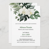 水彩のランの熱帯モンステラ卒業 招待状 (正面/裏面)