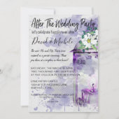 水彩のランタン 結婚式後のパーティー 招待状 (正面)