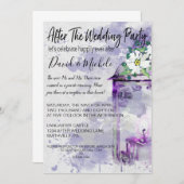 水彩のランタン 結婚式後のパーティー 招待状 (正面/裏面)