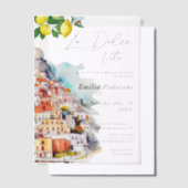 水彩のラ・ドゥルチェ・ヴィータ イタリアン ブライダルシャワー 招待状 (オフセット)