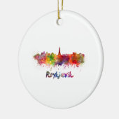 水彩のレイキャビクのスカイライン セラミックオーナメント (左)