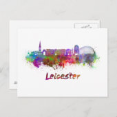 水彩のレスタースカイライン ポストカード (正面/裏面)