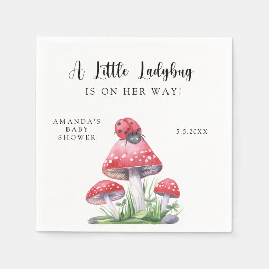 水彩のレディバグが彼女の道にある！ベビーシャワー スタンダードカクテルナプキン (正面)