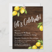 水彩のレモンでLet's Celebrate! ラスティックウッド 招待状 (正面)