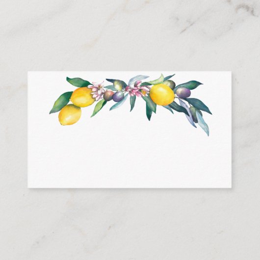 水彩のレモンとオリーブのベビーシャワー エンクロージャーカード (裏面)