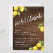 水彩のレモンと結婚しました　ラスティックウッド 招待状 (正面)