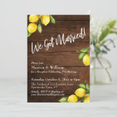 水彩のレモンと結婚しました　ラスティックウッド 招待状 (スタンド正面)