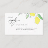 水彩のレモンと葉の結婚式出欠確認カード エンクロージャーカード (正面)