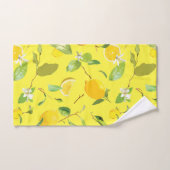 水彩のレモンと葉 4 バスタオルセット (ハンドタオル)