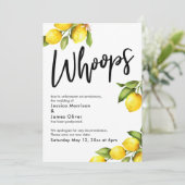 水彩のレモンのウェディングカード、延期のお詫び 招待状 (スタンド正面)