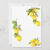 水彩のレモンのウェディングカード、延期のお詫び 招待状 (裏面)
