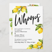 水彩のレモンのウェディングカード、延期のお詫び 招待状 (正面/裏面)