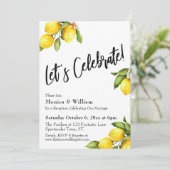 水彩のレモン　タイポグラフィを祝おう 招待状 (スタンド正面)