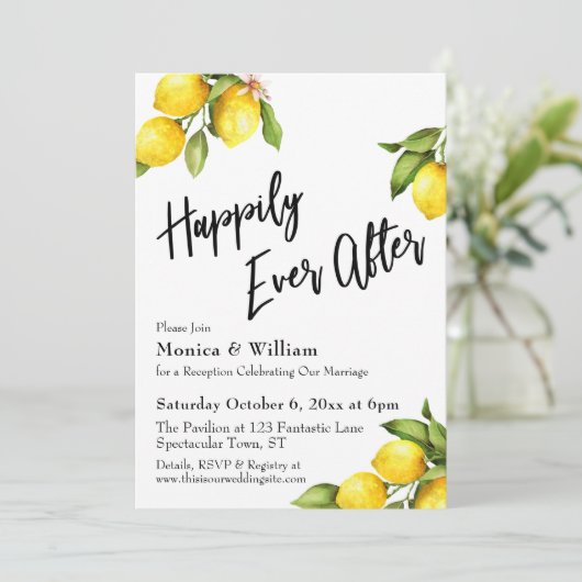 水彩のレモン　ハッピーエバーアフター タイポグラフィ 招待状 (スタンド正面)