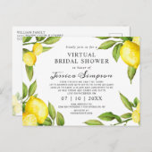 水彩のレモン バーチャル ブライダル シャワー 招待状 (正面/裏面)
