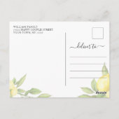 水彩のレモン バーチャル ブライダル シャワー 招待状 (裏面)