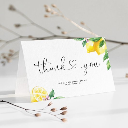 水彩のレモン ブライダルシャワー サンキューカード