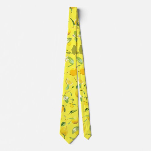 水彩のレモン＆リーフ4 ネクタイ (正面)