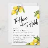 水彩のレモン　持つことと保持すること タイポグラフィ 招待状 (正面)