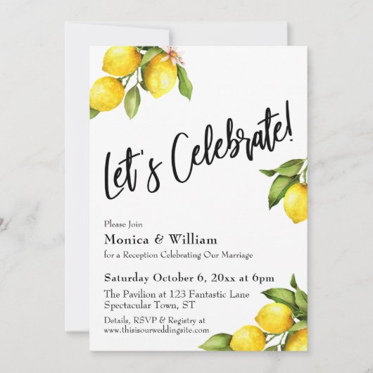 水彩のレモン　Let's Celebrate タイポグラフィを祝おう 招待状 (正面)