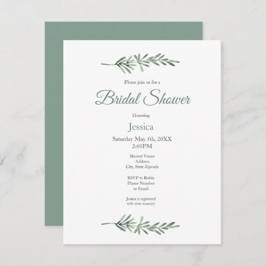 水彩のローズマリー 招待状 (正面/裏面)