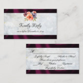 水彩のワイルドフラワーとパープルのリボン枠 エンクロージャーカード (正面/裏面)