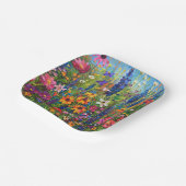 水彩のワイルドフラワーのカラフルな ペーパープレート (傾斜あり)