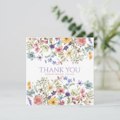 水彩のワイルドフラワーガール 1歳の誕生日 サンキューカード (スタンド正面)