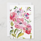 水彩のワイルドフラワーピンクの花が咲く結婚式 招待状 (裏面)