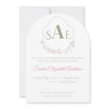 水彩のワイルドフラワーモノグラムクレストベイビーシャワー