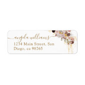 水彩のワイルドフラワー 秋のエレガント ブライダルシャワー ラベル (正面)