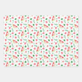 水彩のワタウリのハートと緑の草花 ラッピングペーパーシート (正面)