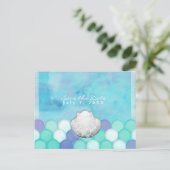 水彩の人魚のうろこパーティー・セーブ・ザ・デート 案内ポストカード (スタンド正面)