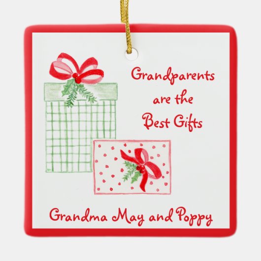 水彩の休日PERSONALIZE最高の祖父母 セラミックオーナメント (正面)