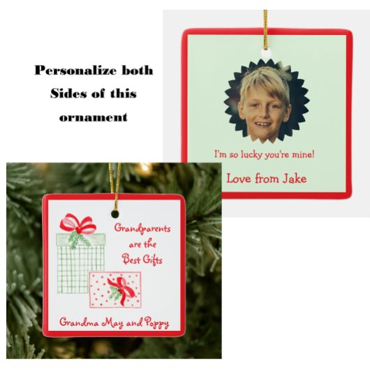 水彩の休日PERSONALIZE最高の祖父母 セラミックオーナメント