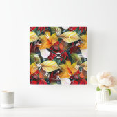 水彩の儚い紅葉が鮮やかにはっきりした スクエア壁時計 (ホーム)