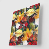 水彩の儚い紅葉が鮮やかにはっきりした スクエア壁時計 (傾斜)