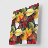 水彩の儚い紅葉が鮮やかにはっきりした スクエア壁時計 (傾斜)