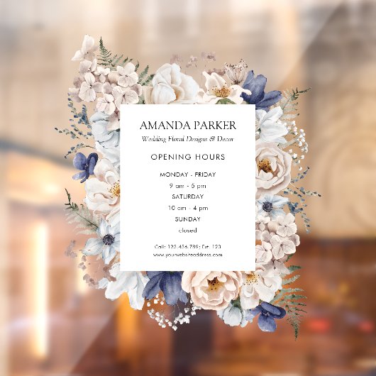 水彩の優しいベージュブルーの花の花屋さん ウィンドウサイン (シート2)