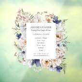 水彩の優しいベージュブルーの花の花屋ステッカー ウィンドウサイン (シート3)