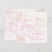 水彩の優しい花のSave the Dateカード - ブラッシュピンク セーブザデート (正面/裏面)