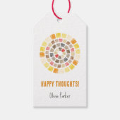 水彩の円形デザインの幸せな想い ギフトタグ (正面)