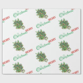 水彩の冬のクリスマスツリー　メリークリスマス ラッピングペーパー (フラット)
