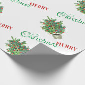 水彩の冬のクリスマスツリー　メリークリスマス ラッピングペーパー (角)