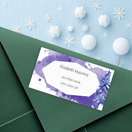 水彩の冬のシーンで深い紫の色調 ラベル