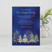 水彩の冬の森で夜の木を青 招待状 (スタンド正面)