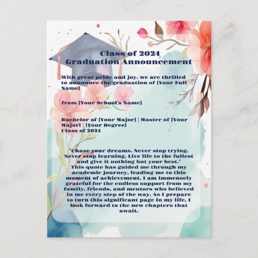 水彩の卒業発表 ポストカード (正面)