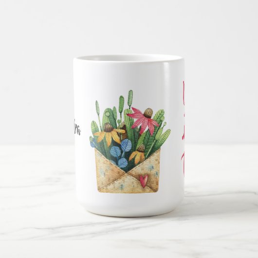 水彩の名前この得15oz大 コーヒーマグカップ (中央)